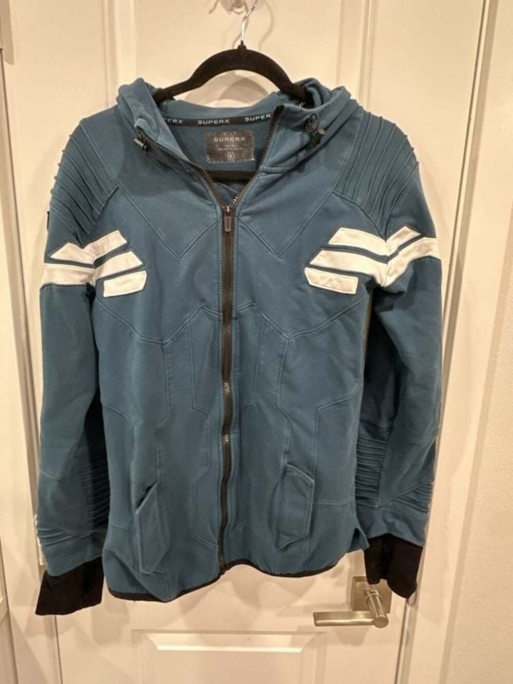 SuperX Captain America Inspired Full Zip Hoodie Blue